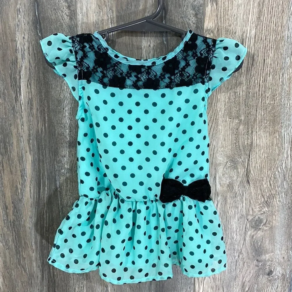 healthtex Baby Infant Girl Teal Polka Dot Dress